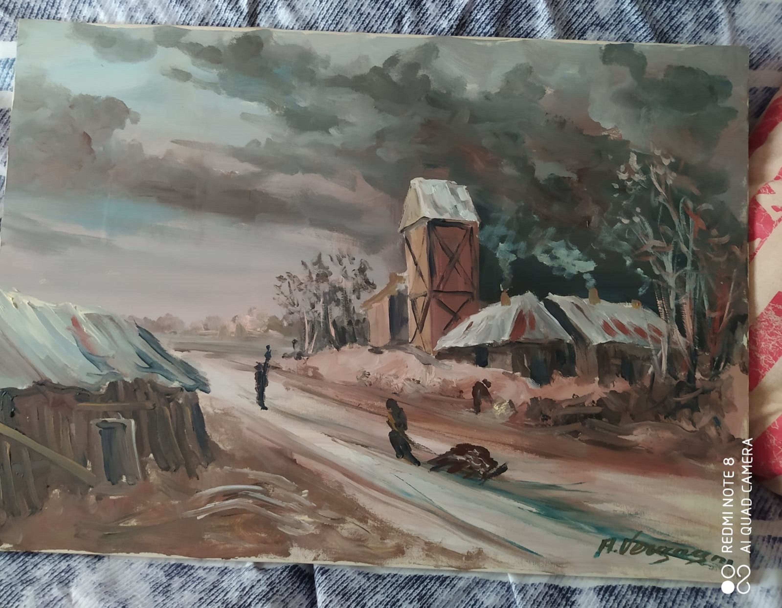 Quadro Arturo Vergagni Paesaggio Invernale